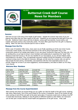 Butternut Creek Golf Course News for Members Season