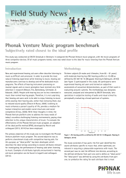 Phonak Venture Music Program Benchmark