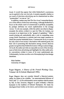 Roger Magraw, A History ofthe Frencfl Working Class