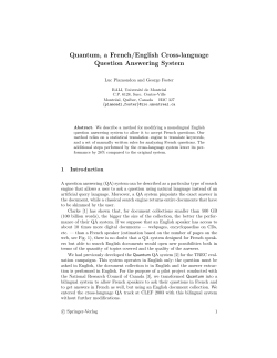 Quantum, a French/English Cross-language Question Answering