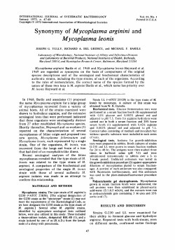 Mycoplasma leonis - International Journal of Systematic and
