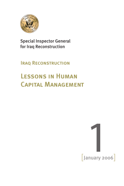 Iraq Reconstruction: Lessons Learned in Human Capital Management