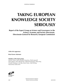 TAKING EUROPEAN KNOWLEDGE SOCIETY SERIOUSLY