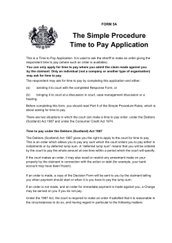 Form 5A Time to Pay Application