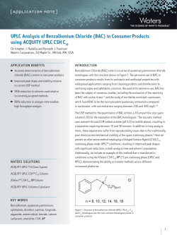 UPLC Analysis of Benzalkonium Chloride (BAC) in Consumer
