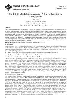 The Bill of Rights Debate in Australia &ndash; A Study in Constitutional