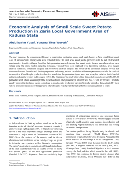 Economic Analysis of Small Scale Sweet Potato Production in Zaria