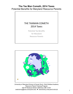 THE TAXMAN COMETH 2014 Taxes