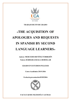 the acquisition of apologies and requests in spanish by second