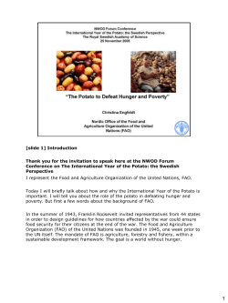 NWOD Forum Conference The International Year of the Potato: the