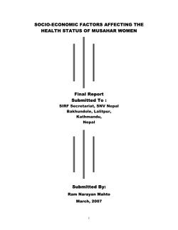 Socio-economic Factors Affecting the Health Status of Musahar
