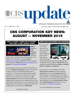 cbs corporation key news: august -- november 2015