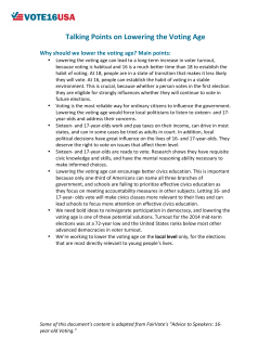 Talking Points on Lowering the Voting Age