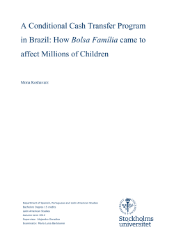 A Conditional Cash Transfer Program in Brazil: How Bolsa Fam&iacute;lia