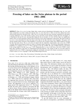Freezing of lakes on the Swiss plateau in the period - Euro