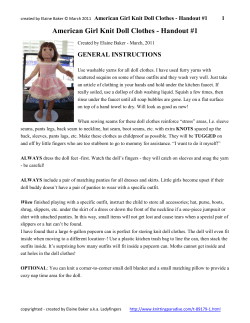 American Girl Knit Doll Clothes - Handout #1