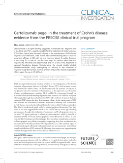 Certolizumab pegol in the treatment of Crohn`s disease: evidence