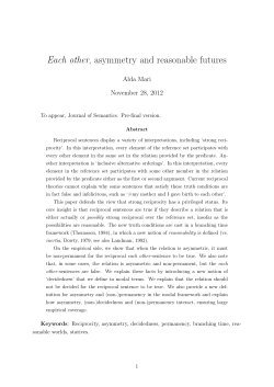 Each other, asymmetry and reasonable futures