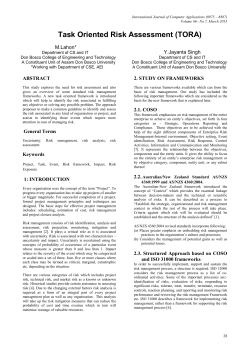 Task Oriented Risk Assessment (TORA)