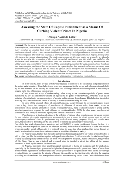 Assessing the State Of Capital Punishment as a Means Of Curbing