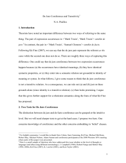 1 De Jure Coreference and Transitivity1 NA Pinillos 1