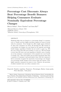 Percentage Cost Discounts Always Beat Percentage Benefit