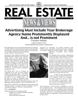 Summer 2014 - North Dakota Real Estate Commission