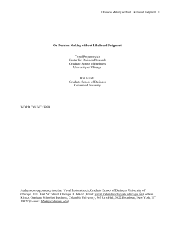 On Decision Making without Likelihood Judgment Yuval
