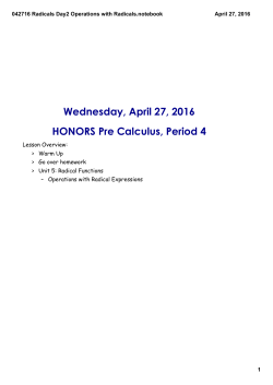 042716 Radicals Day2 Operations with Radicals.notebook