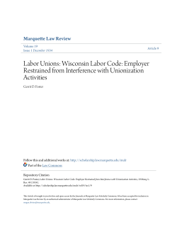 Labor Unions: Wisconsin Labor Code
