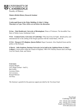 Lent Term 2017 programme - University of Cambridge