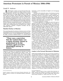 American Protestants in Pursuit of Mission: 1886-1986