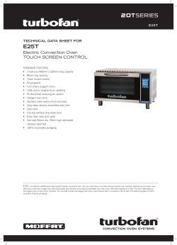 Electric Convection Oven TOUCH SCREEN CONTROL