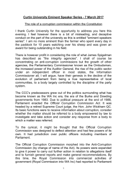 Commissioner McKechnie`s speech on The constitutional place and
