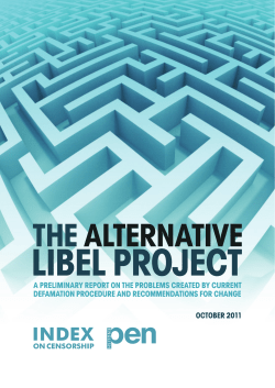 A preliminary report on the problems created by current defamation