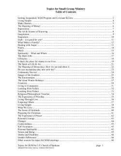 Topics for Small Group Ministry Table of Contents