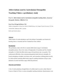 Abbreviations used in Australasian Osteopathic