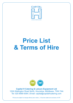 Price List - Capital H Catering