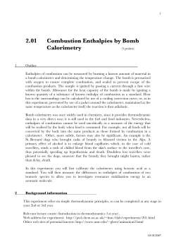 2.01 Combustion Enthalpies by Bomb Calorimetry