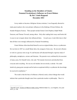 Swedenborg and Ernest Holmes