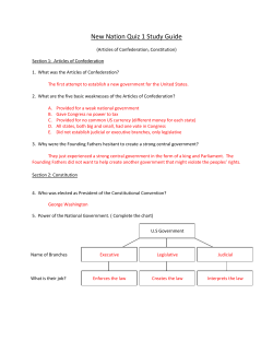 New Nation Quiz 1 Study Guide