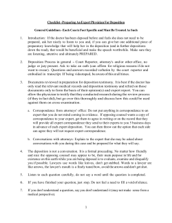 Checklist - Preparing An Expert Physician For Deposition General
