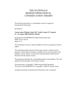 The rationale behind Operational Conservation Theory