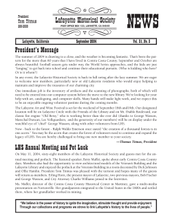 September, 2004 - Lafayette Historical Society