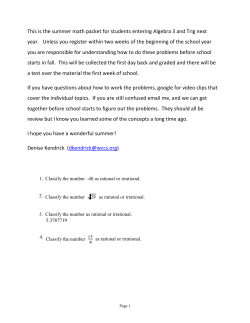 This is the summer math packet for students entering Algebra 3 and