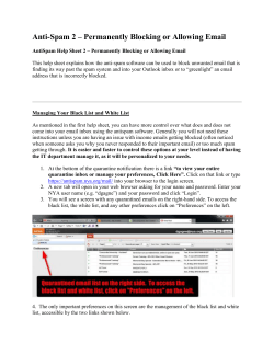 Anti-Spam 2 &ndash; Permanently Blocking or Allowing Email