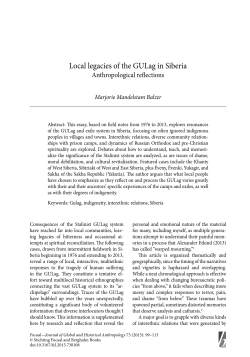 Local legacies of the GULag in Siberia