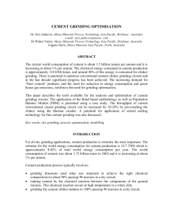 CEMENT GRINDING OPTIMISATION