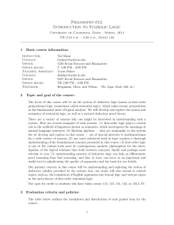 Philosophy-012: Introduction to Symbolic Logic