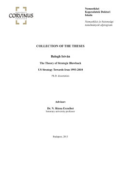 COLLECTION OF THE THESES Balogh Istv&aacute;n